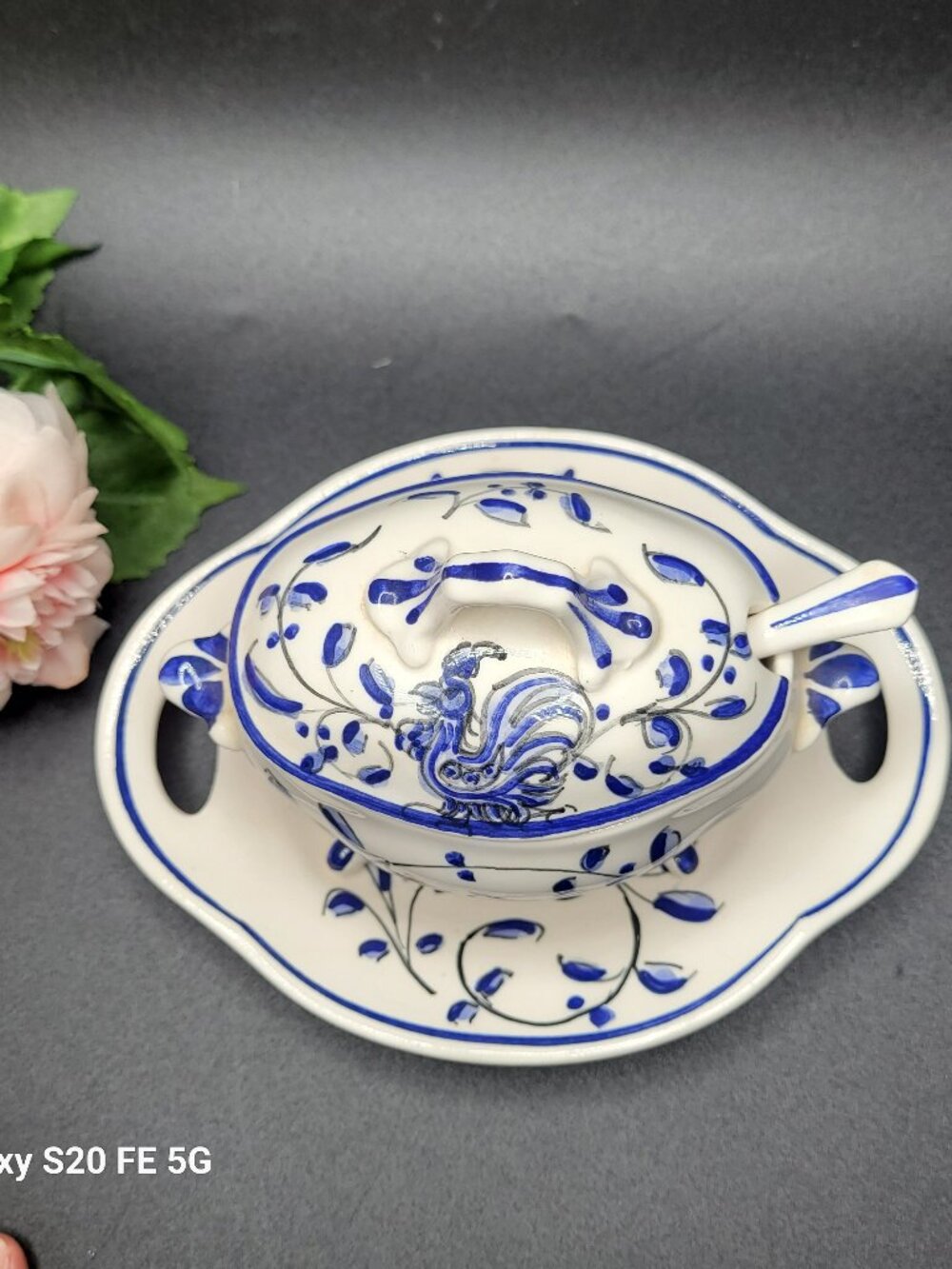 Vintage Mustard Table Condiment Dish Hand Painted ANFORA AGUEDA Portuguese 148